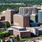 Aerial shot of a Medical school in Colorado