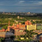 Aerial view of a medical school in Minnesota